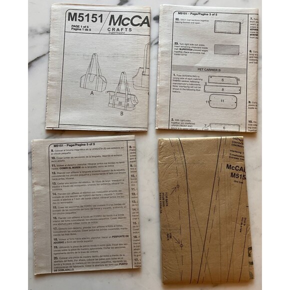 McCall's Pattern - Pet Carriers (One Size) #M5151 - Uncut 4 Designs Dog Cat - Picture 8 of 8